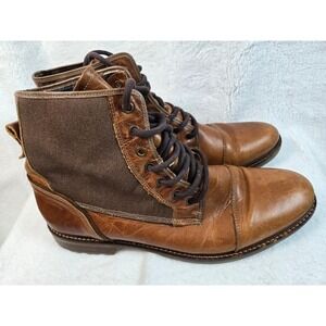 ALDO Gweawien Leather Brown Canvas Lace Up Cap Toe Ankle Casual Boots Size 13